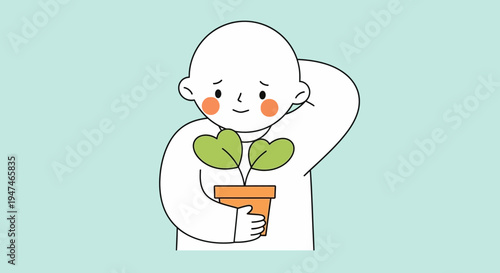 Person holding potted plant seedling, growth, self-care, mental health, new beginnings, nurturing