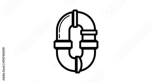 Plumbing Pipe Icon, Water System, Construction and Repair Symbol