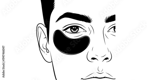 Man with Eye Patch for Skincare and Beauty Treatment