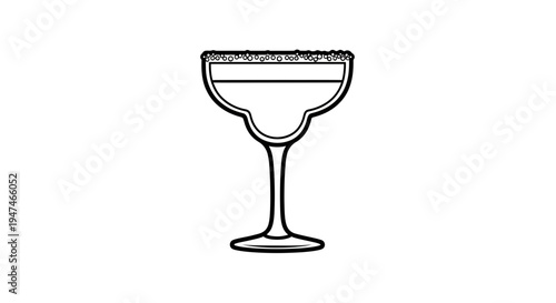 Margarita Cocktail Glass with Salt Rim, Line Art Icon