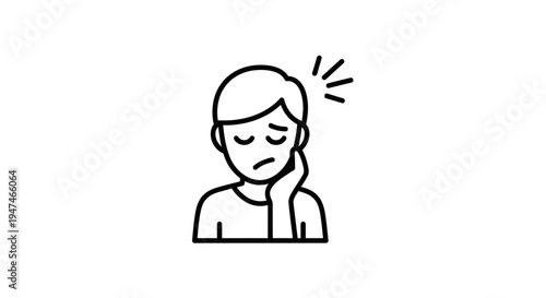 Man with Toothache Icon: Pain, Discomfort, Dental Problem, Healthcare, Medical Symptom