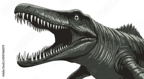Prehistoric Mosasaurus aquatic dinosaur reptile with sharp teeth vector illustration element