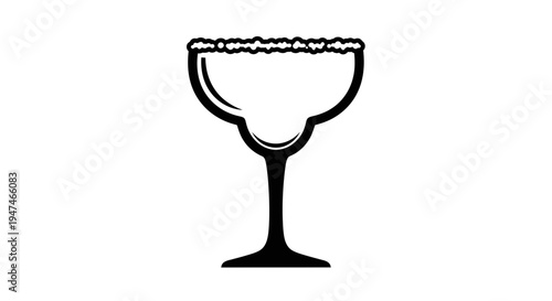 Margarita Glass Icon with Salt Rim - Minimalist Vector Art