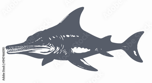 Ichthyosaurus Prehistoric Marine Reptile Swimming Silhouette Vector Illustration Design Element