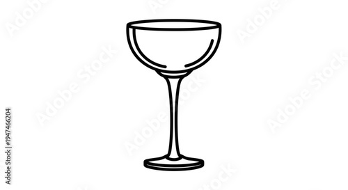 Minimalist Line Art Cocktail Glass Icon, Elegant Coupe Glass for Drinks and Bar