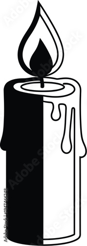 Burning candle light flame Vector