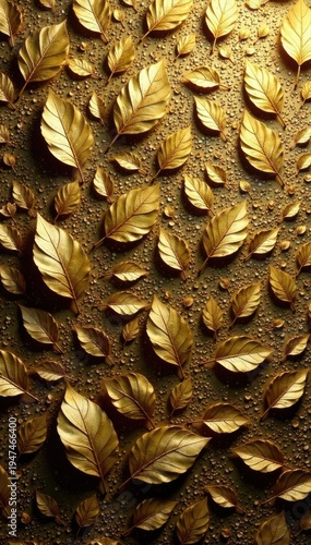 Intricate gold leaf texture, elegant backdrop, opulence, background
