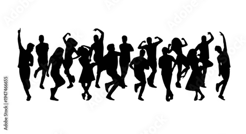 Group of people dancing together in a lively celebration
