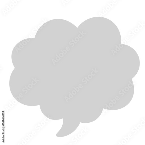 Gray medium cloud-shaped speech bubble, cartoon style, communication, chat, message, dialogue, conversation, icon, graphic, design, social media, talking, text, shape, symbol, illustration.
