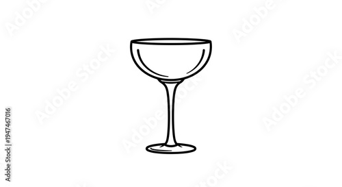 Elegant Coupe Glass Outline Icon, Minimalist Cocktail Drinkware, Vintage Barware Line Art