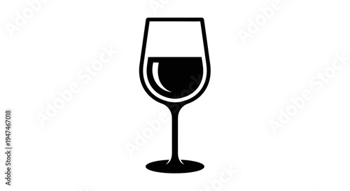 Elegant Wine Glass Icon Filled with Red Wine, Minimalist Design