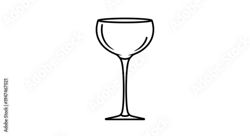 Elegant Coupe Glass Outline Icon, Minimalist Line Art, Cocktail Drinkware Symbol