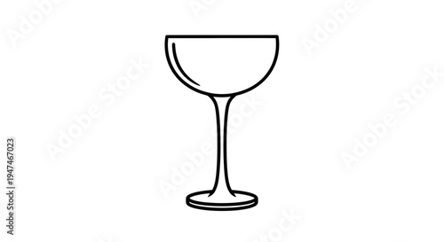 Elegant Coupe Cocktail Glass Outline Icon - Minimalist Barware and Drinkware Symbol