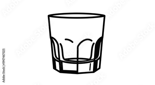 Empty Glass Tumbler, Minimalist Line Art, Barware, Drinkware, Simple Icon