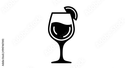 Elegant Cocktail Glass with Lemon Slice Icon