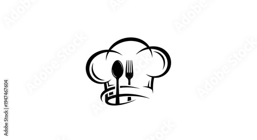 Chef Hat with Fork and Spoon Logo - Culinary Icon