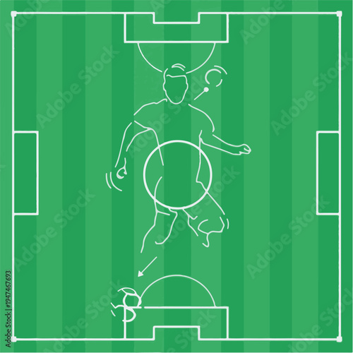 soccer field player kicking the ball