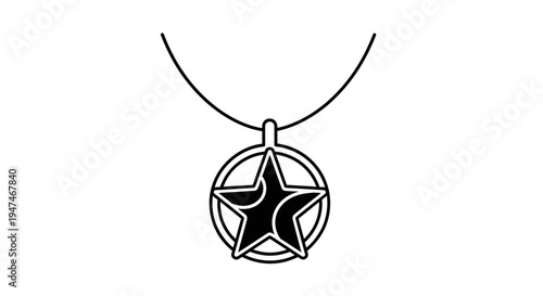 Black star pendant necklace, minimalist jewelry design, simple geometric pendant on a thin chain