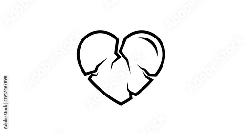 Broken Heart Icon Symbol, Sadness, Love Loss, Relationship Breakup, Grief, Emotional Pain