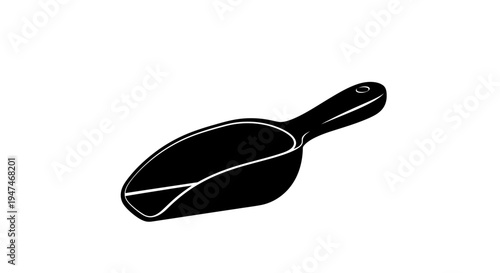 Black Scoop for Food or Ingredients Isolated on White Background