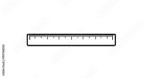 Black Ruler With Measurement Markings On White Background - Tool For Measuring Length