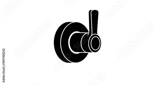 Black silhouette of a vintage toggle switch on a white background