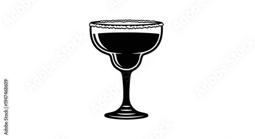 Black and White Icon of a Margarita Cocktail Glass with Salt Rim