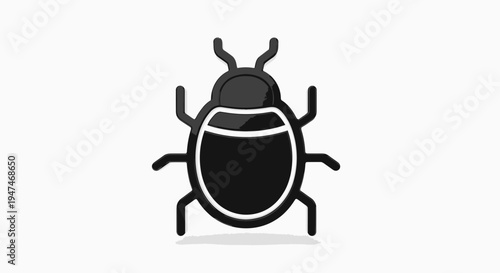 Black Beetle Icon, Insect Symbol, Computer Bug, Vector Illustration