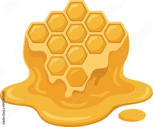 Honeycomb with dripping honey