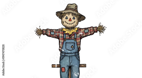 Friendly Scarecrow Isolated on White Background