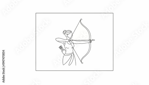 Archer Woman Drawing Bow Arrow Silhouette, Focus, Precision, Sport, Target