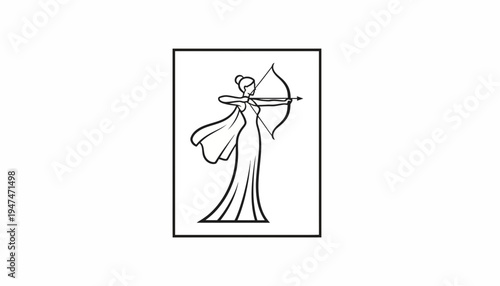 Archer Woman Silhouette Drawing, Sagittarius Zodiac Sign, Astrology Symbol, Archery, Target