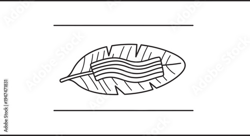 Bacon on a Banana Leaf: Delicious Breakfast Food Illustration