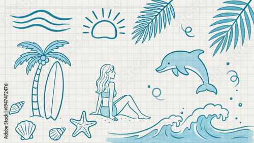 Holographic rainbow flower bookmark illustration