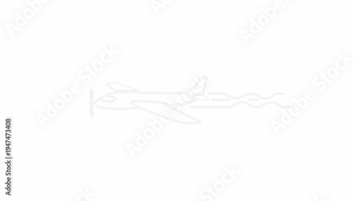 Airplane Silhouette with Smoke Trail Abstract Line Art