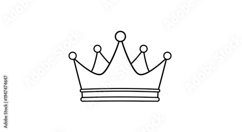 Simple Crown Icon Outline, Royal Symbol, Minimalist Design