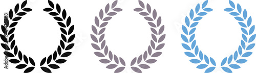 Laurel wreath icons in black, gray, and blue, symbolizing achievement and victory