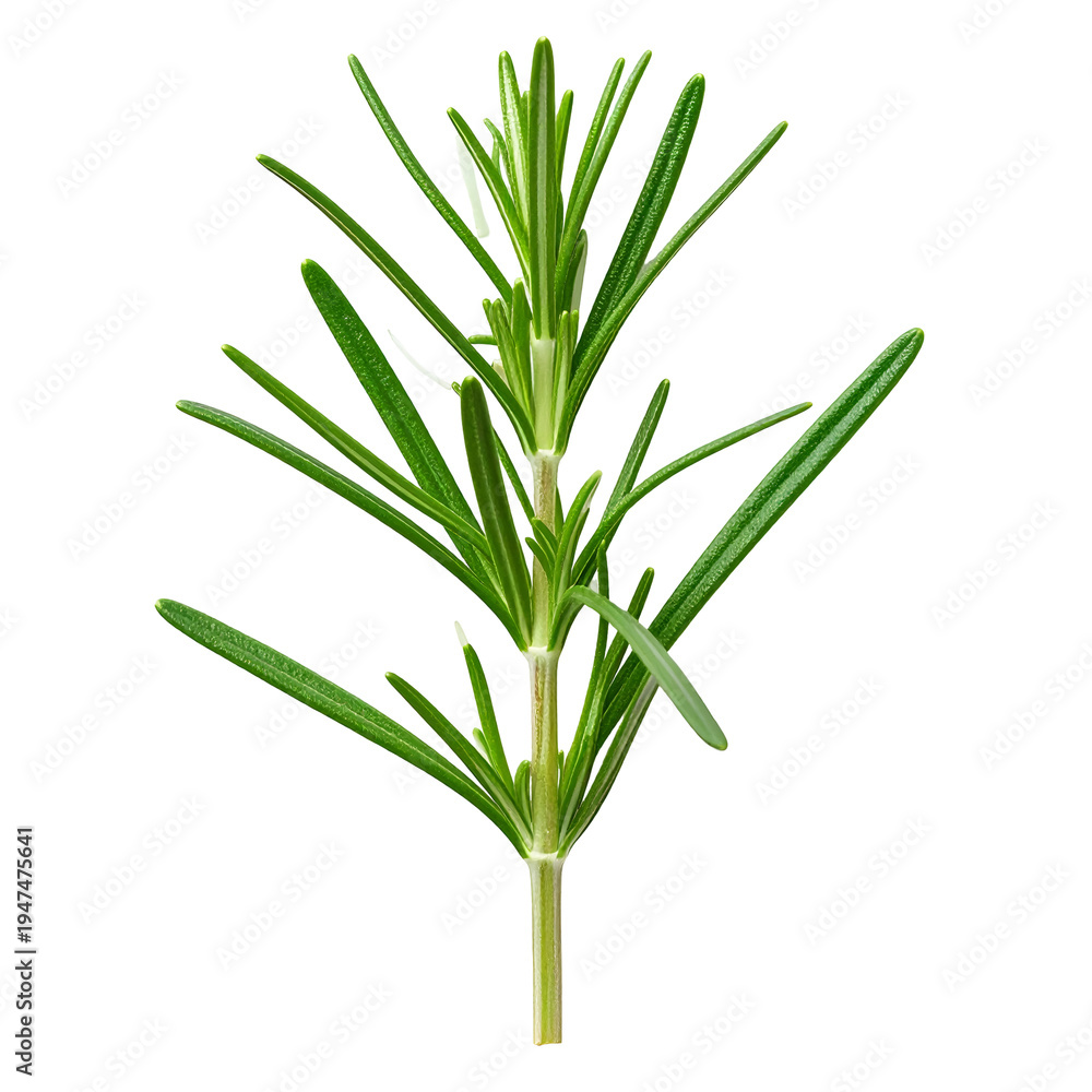 Obraz premium Fresh Rosemary Herb Branch, Close-up on Transparent Background