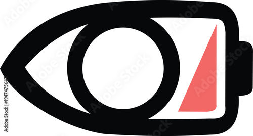Eye Fatigue and Low Energy Concept Illustration Combining an Eye Shape with a Depleted Battery Icon for Visual Strain Awareness