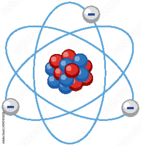 Scientific Vector Illustration of an Atom with Nucleus and Electrons