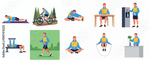 Diverse Cartoon Business People Giving Presentation and Talking in Various Scene Illustration