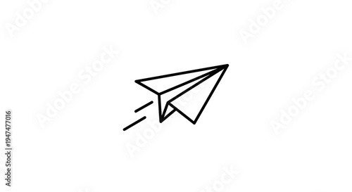 Minimalist Paper Airplane Icon Flying with Motion Lines