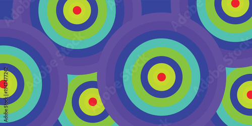 Minimalist geometric illustration showcasing bold concentric circles in contrasting bright colors.