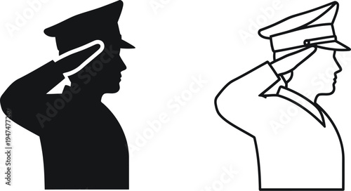 Soldier saluting silhouette Vector