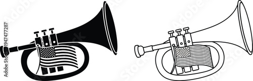 Brass trumpet instruments Vector
