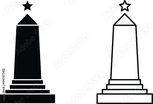 Monument icons star symbols Vector
