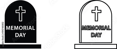 Memorial day tombstones Vector