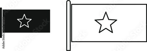 Black and white flags with stars symbolizing opposition or contrast Vector