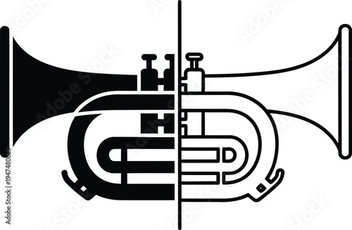 Split trumpet design Vector