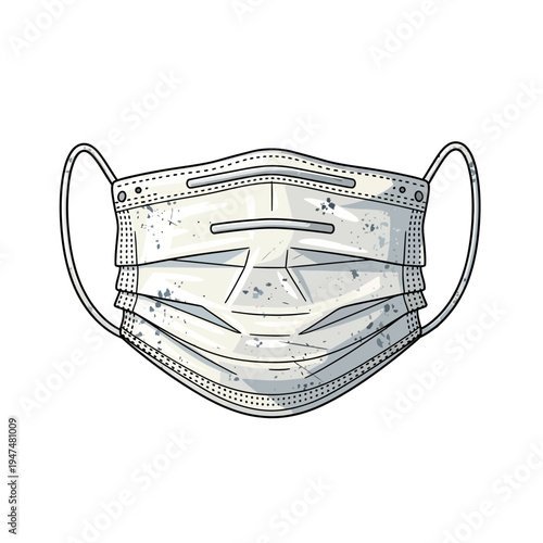 Hand-drawn medical face mask illustration